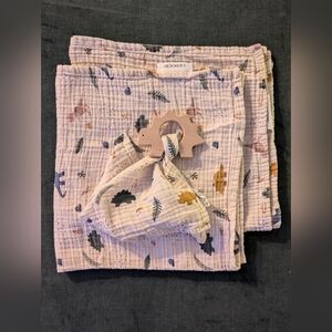 Liewood Dino muslin cloth & teether set